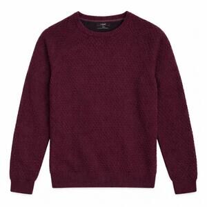 Ted Baker London Textured Knit Crewneck Sweater Purple Size 6 Cotton Wool